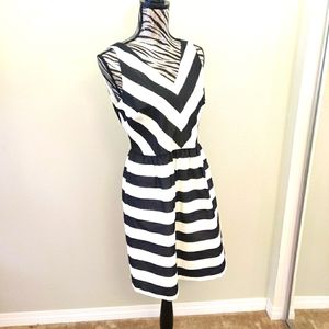 Loft Black white stripe dress